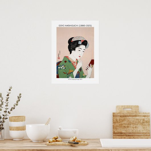 Japanse vrouw die rouge toepast - Goyō Hashiguchi Poster (Keuken)