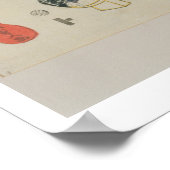 Japanse vrouw door het zee (kleurenhoutblokafdruk) poster (Hoek)