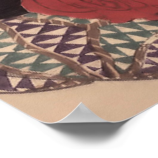 Japanse vrouw en kat kunst publiek 1839-1892) poster (Hoek)