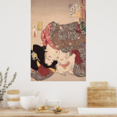 Japanse vrouw en kat kunst publiek 1839-1892) poster (Keuken)