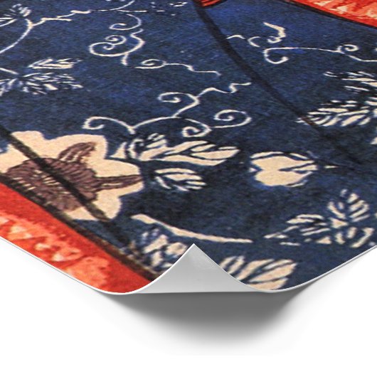 Japanse vrouw en kat lezen het papier poster (Hoek)