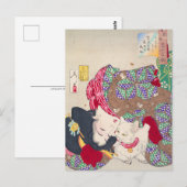 Japanse vrouw en kattenkunst - Taiso Yoshitoshi - Briefkaart (Voorkant / Achterkant)