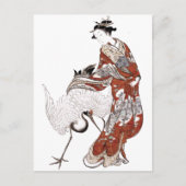 Japanse vrouw en kraan (18e eeuw) briefkaart (Voorkant)