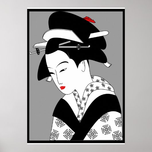 Japanse Vrouw Geisha  Poster (Voorkant)