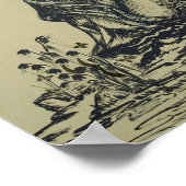 Japanse vrouw geisha tekenpen en inkt poster (Hoek)