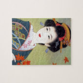 Japanse vrouw in blauwe kimono legpuzzel (Horizontaal)