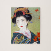 Japanse vrouw in blauwe kimono legpuzzel (Verticaal)