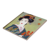 Japanse vrouw in blauwe kimono tegeltje (Zijkant)