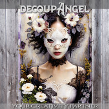 Japanse vrouw in bloemengratie - Decoupage -