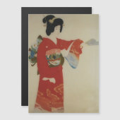  Japanse vrouw in de rode kimono Magnetische Uitnodiging (Voorkant / Achterkant)