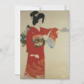  Japanse vrouw in de rode kimono Magnetische Uitnodiging (Voorkant)