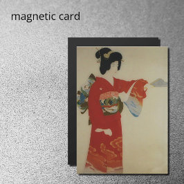  Japanse vrouw in de rode kimono Magnetische Uitnodiging