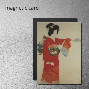 Japanse vrouw in de rode kimono Magnetische Uitnodiging