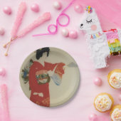  Japanse vrouw in de rode kimono Papieren Bordje (Feest)