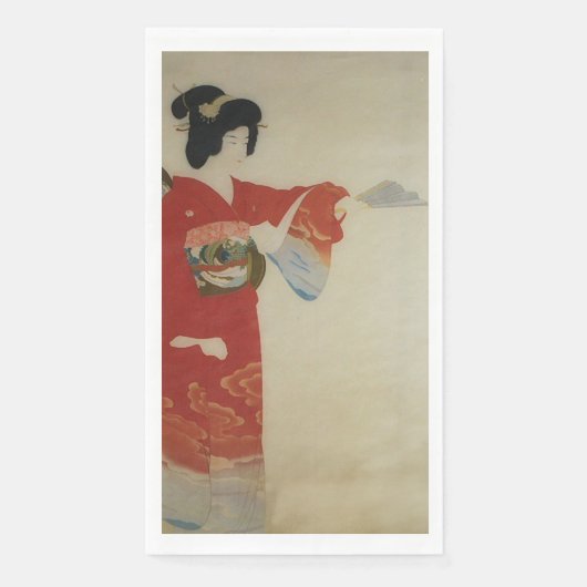 Japanse vrouw in de rode kimono Servet (Voorkant)