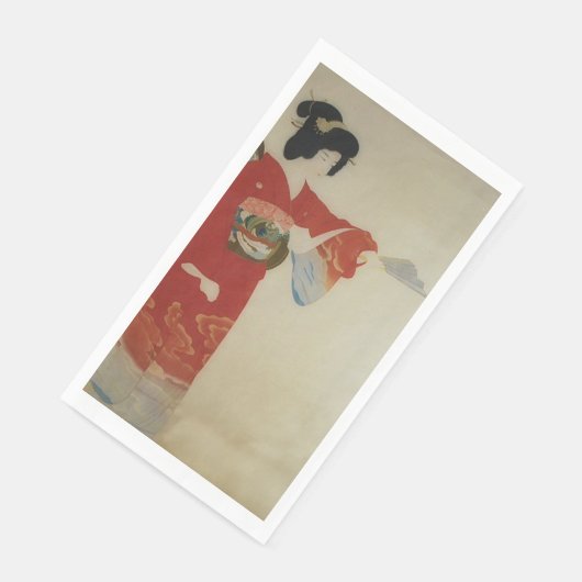  Japanse vrouw in de rode kimono Servet (Hoek)