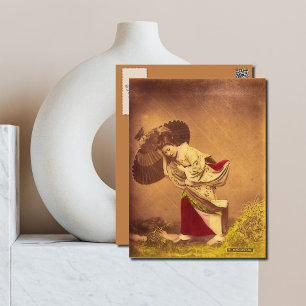  Japanse vrouw in de wind Briefkaart