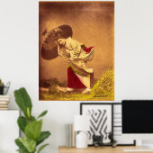  Japanse vrouw in de wind Poster (Thuiskantoor)