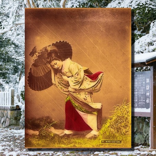  Japanse vrouw in de wind Poster