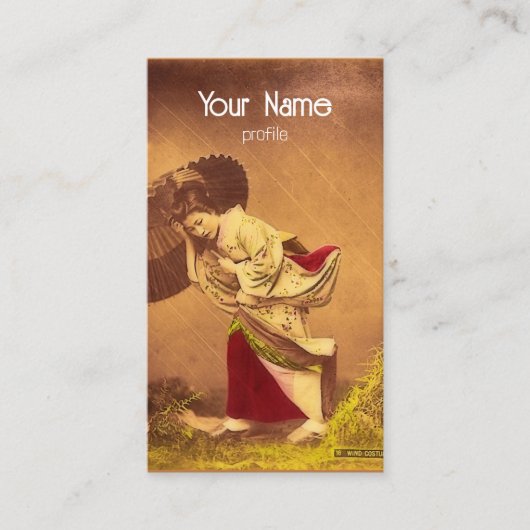  Japanse vrouw in de wind Visitekaartje (Voorkant)