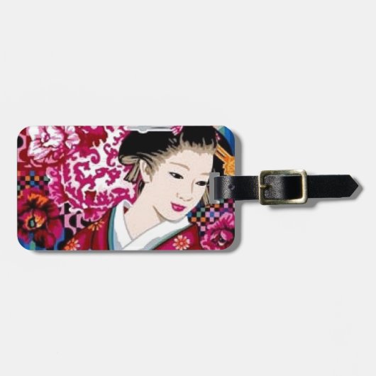 Japanse vrouw in Kimono Bagagelabel (Voorkant horizontaal)