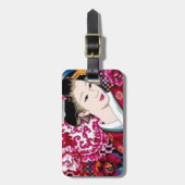 Japanse vrouw in Kimono Bagagelabel (Voorkant verticaal)