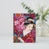 Japanse vrouw in Kimono Briefkaart (Staand voorkant)
