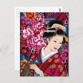 Japanse vrouw in Kimono Briefkaart (Voorkant / Achterkant)