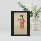 Japanse vrouw in Kimono Briefkaart (Staand voorkant)