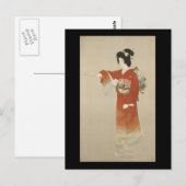 Japanse vrouw in Kimono Briefkaart (Voorkant / Achterkant)