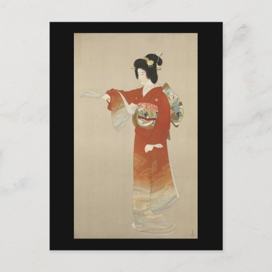 Japanse vrouw in Kimono Briefkaart (Voorkant)