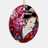 Japanse vrouw in Kimono Keramisch Ornament (Rechts)