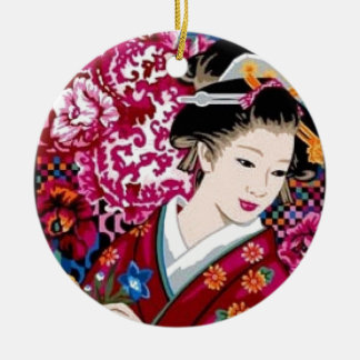 Japanse vrouw in Kimono Keramisch Ornament