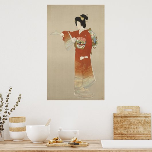 Japanse vrouw in Kimono Poster (Keuken)