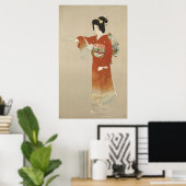 Japanse vrouw in Kimono Poster (Thuiskantoor)