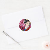 Japanse vrouw in Kimono Ronde Sticker (Envelop)