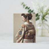 Japanse vrouw in traditionele kimono briefkaart (Staand voorkant)