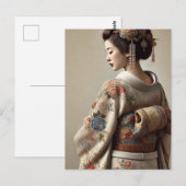 Japanse vrouw in traditionele kimono briefkaart (Voorkant / Achterkant)