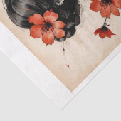 Japanse vrouw inkt op rijstpapier portret tissuepapier (Detail)