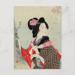 Japanse Vrouw Lady Suzuki Kason Sakura Japan Art Briefkaart