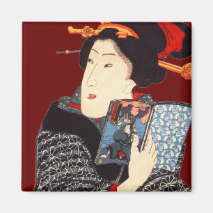 Japanse vrouw leest 2 magneet