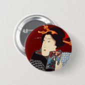 Japanse vrouw leest 2 ronde button 5,7 cm (Voorkant /achterkant)