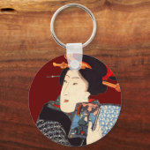 Japanse vrouw leest 2 sleutelhanger (Voorkant)