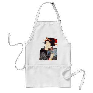 Japanse vrouw leest 2 standaard schort