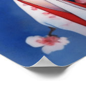 Japanse vrouw met een blauwe vlinder poster (Hoek)