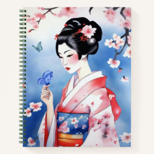 Japanse vrouw met een Blue Butterfly Journal Notitieboek