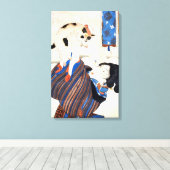 Japanse vrouw met kat, Utagawa Kuniyoshi Canvas Afdruk (Insitu (Houten vloer))
