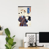 Japanse vrouw met kat, Utagawa Kuniyoshi Poster (Thuiskantoor)