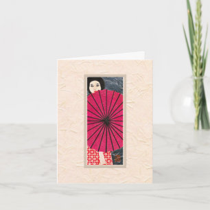 Japanse vrouw met Parasol BLANK Note Kaart