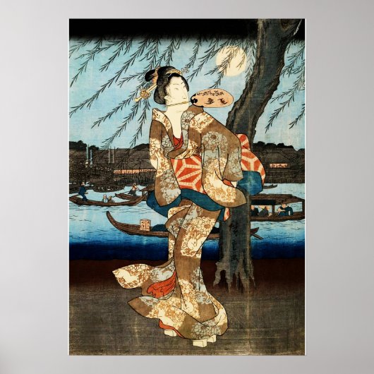 Japanse vrouw met waaier poster (Voorkant)
